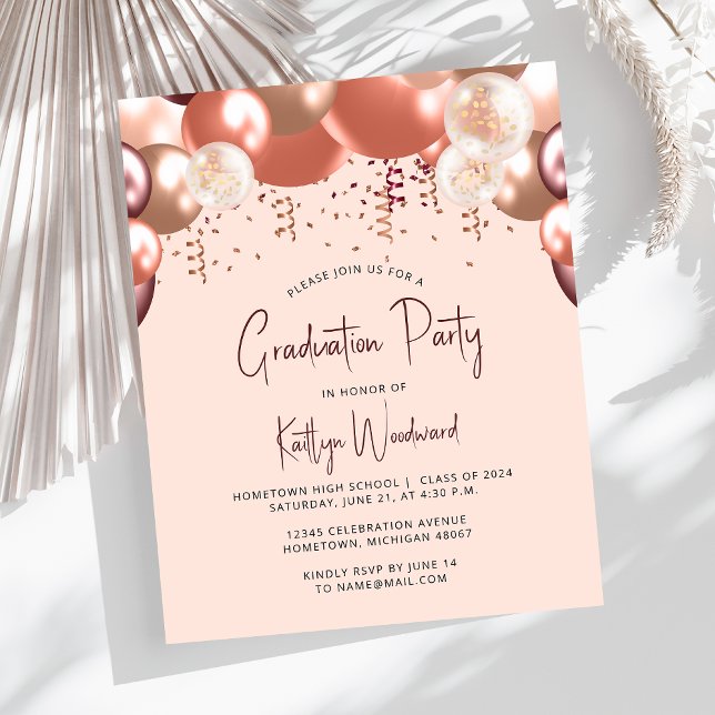 Ro Guld Burgundy Balloons Studentfest (Skapare uppladdad)