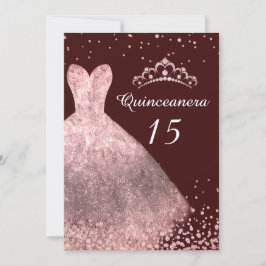 Ro Guld Burgundy Quinceanera Party 15:e Inbjudningar