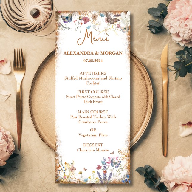 Ro Guld Butterfly Garden Flat Menu Meny (Skapare uppladdad)