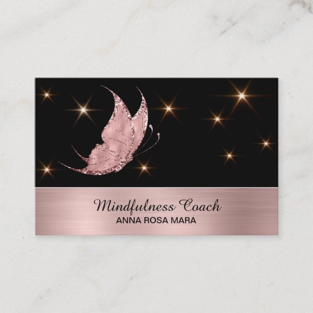 *~* Ro Guld Butterfly Mystical Magic Stars Visitkort (Framsida)