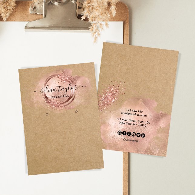 Ro Guld Calligraphy art Earring visning Card Visitkort (Skapare uppladdad)
