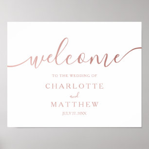 Ro Guld Calligraphy Welcome Bröllop Poster