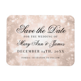 Ro Guld Champagne Bokeh Elegant Spara datum Magnet