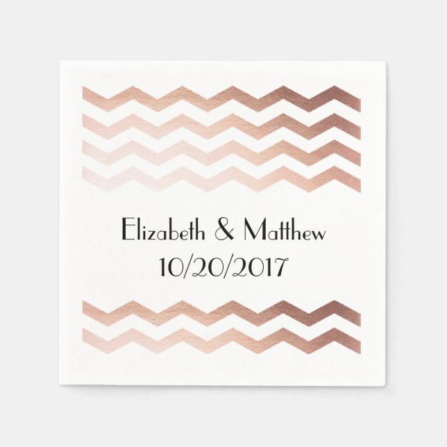 Ro Guld Chevron Cocktail Napkins Pappersservett (Framsidan)
