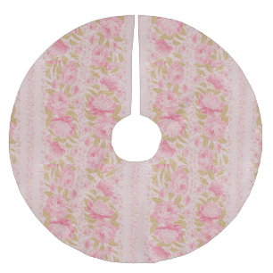 Ro Guld Chic Metallic Rosa Flowers Julgransmatta Borstad Polyester