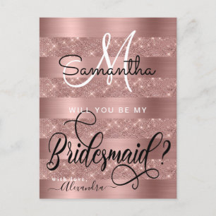 Ro Guld Chic Monogram Bridesmaid Frieri Vykort