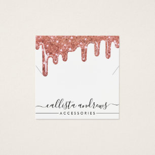 Ro Guld Chunky Glitter Drives Necklace Visning Fyrkantigt Visitkort