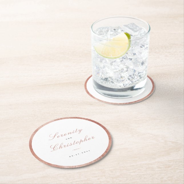 Ro Guld Classic Elegance Minimalist Bröllop Underlägg Papper Rund (Insitu)