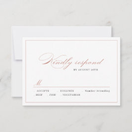 Ro guld Classic Elegance Script Simple bröllop OSA Kort