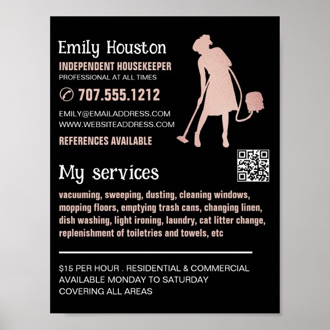 Ro Guld Cleaner Silhouette, Housekeeper, Maid Poster (Framsidan)