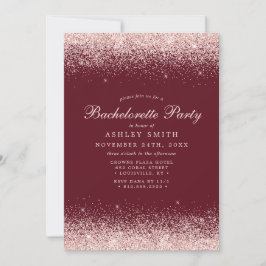 Ro Guld Confetti Burgundy Modern Bachelorette Inbjudningar