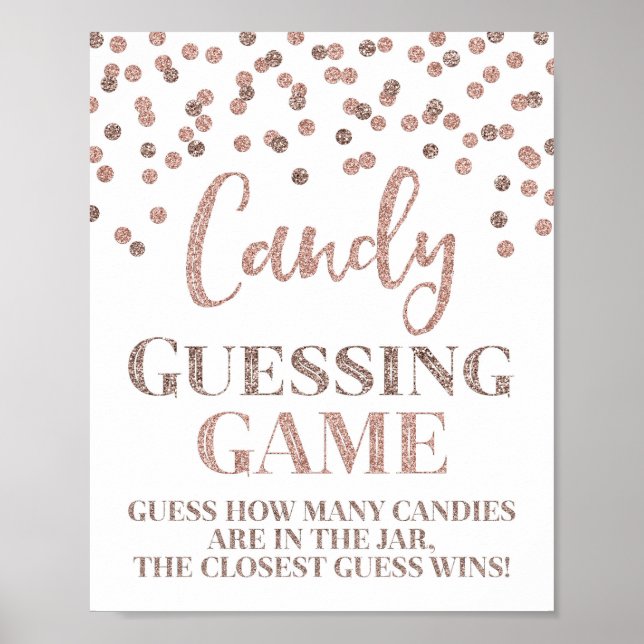 Ro Guld Confetti Candy Guessing Game Sign Poster (Framsidan)