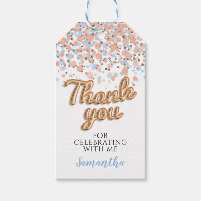 Ro Guld Confetti Gift-Märkre Presentetikett (Framsidan)