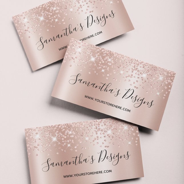 Ro Guld Confetti Glitter Ombre Online Store Visitkort (Rose Gold Business Cards)