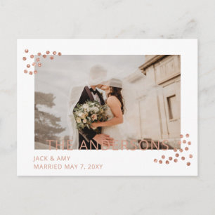 Ro Guld Confetti Photo Bröllop meddelande Vykort