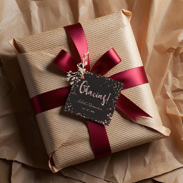 Ro guld Confetti Quinceanera Gracias | ELEGANT Gåvor Etiketter