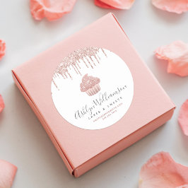 Ro Guld Cuptårta Pastry Chef Bakery Glitter Drives Runt Klistermärke