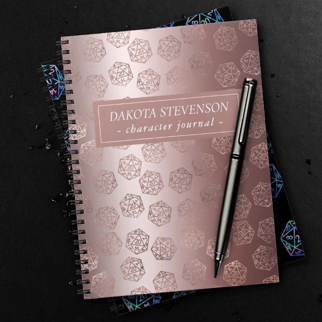 Ro Guld D20 Mönster | Girly Gamer Dice-tecken Anteckningsbok (Skapare uppladdad)