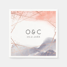 Ro Guld Dawn Watercolor Geometric bröllop Pappersservett