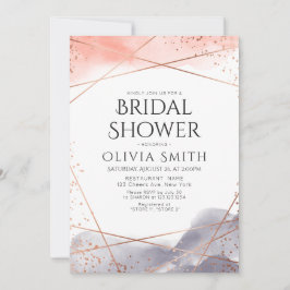 Ro Guld Dawn Watercolor Geometric Möhippa Inbjudningar