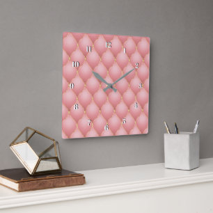 Ro Guld Diamond Clock Fyrkantig Klocka