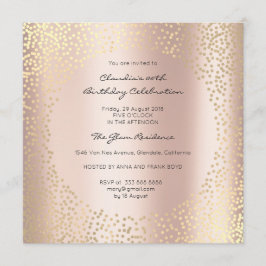 Ro Guld Dots Confetti Champaigne Birthday 16:e Inbjudningar