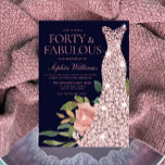 Ro Guld Dress  Flowers Navy 40:e födelsedagen Inbjudningar<br><div class="desc">blommor i ro Guld,  40:e födelsedagsinbjudan Se matchande samling i Niche och Nest Store,  tack</div>