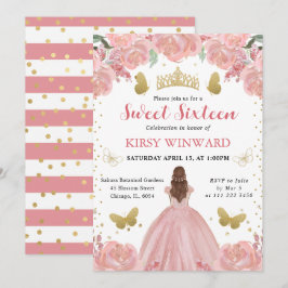 Ro Guld Dress Red Hair Princess Sweet 16 Inbjudningar