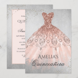 Ro Guld Dress Silver Gnistra Quinceanera Inbjudan
