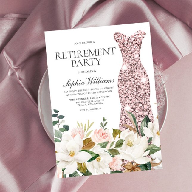 Ro Guld Dress  vita Pension Party Inbjudningar (Skapare uppladdad)