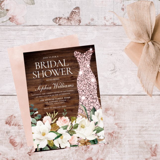 Ro Guld Dress  White Rustic Möhippa Inbjudningar (Skapare uppladdad)