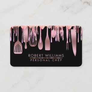 Ro Guld Drift Chef Kitchen Verktyg Glitter Faux Visitkort
