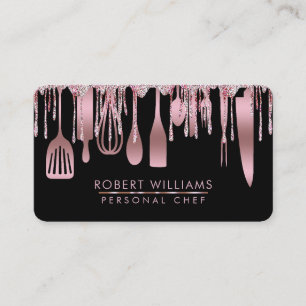 Ro Guld Drift Chef Kitchen Verktyg Glitter Faux Visitkort