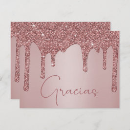 Ro Guld Dripping Glitter Quinceanera Gracias Tack Kort