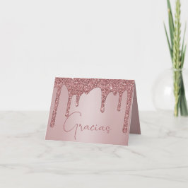 Ro Guld Dripping Glitter Quinceanera Gracias Tack Kort