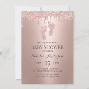 Ro Guld driver barn Flickfeet Baby Shower Inbjudningar