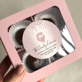 Ro Guld driver jordgubbskonfektion i Glitter Runt Klistermärke