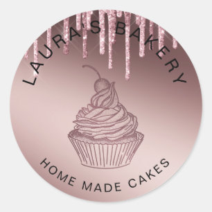Ro Guld Drivmedel - Cakes & Sweets Cuptårta - bakv Runt Klistermärke