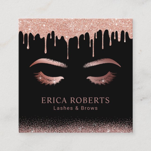 Ro Guld-drivrutiner, tankstreck och brows makeup-a Fyrkantigt Visitkort (Framsida)