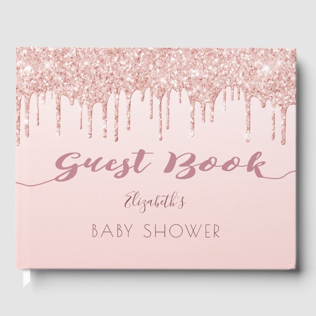 Ro guld droppar glam Baby Shower Gästböcker (Framsida)