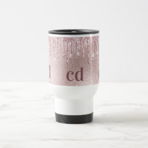 Ro guld droppar rosa anpassningsbar monogram resemugg