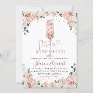 Ro Guld Dusty Petals och Prosecco Möhippa Inbjudningar