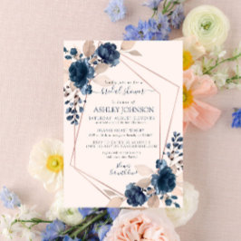 Ro Guld Dusty Rosa Navy Blommigt Möhippa Inbjudningar