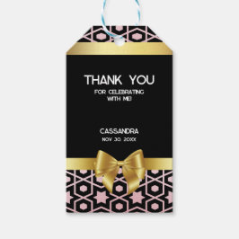 Ro Guld Egypten Geometric Guld Bow Birthday Presentetikett