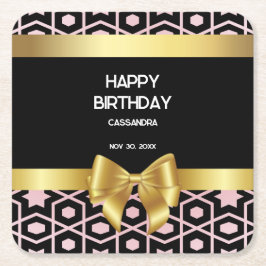 Ro Guld Egypten Geometric Guld Bow Grattis på föde Underlägg Papper Kvadrat