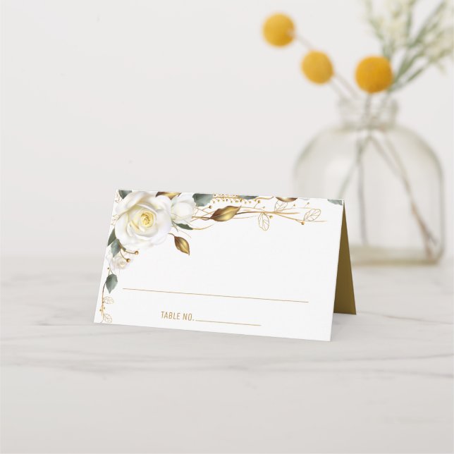 Ro Guld ekologiska Blommigten Bröllop Placeringskort (Framsida)