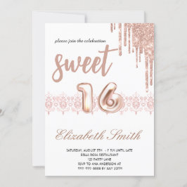 Ro guld elegance, ro guld sweet sixteen inbjudningar