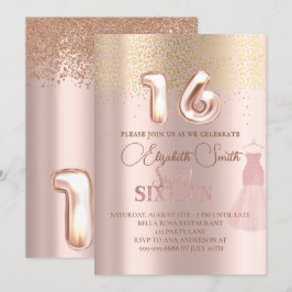 Ro guld elegans, inbjudan till sweet sixteen