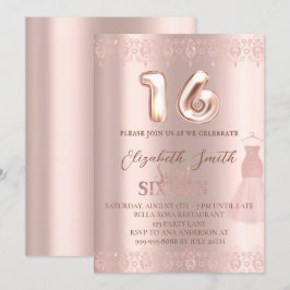 Ro guld elegans, inbjudan till sweet sixteen