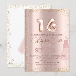 Ro guld elegans, inbjudan till sweet sixteen